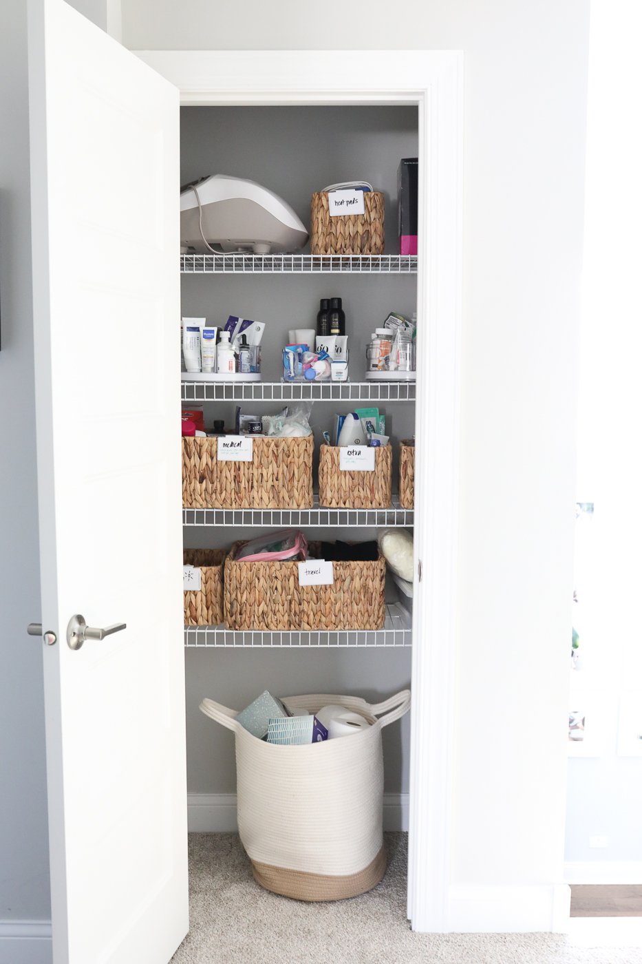 organized linen closet