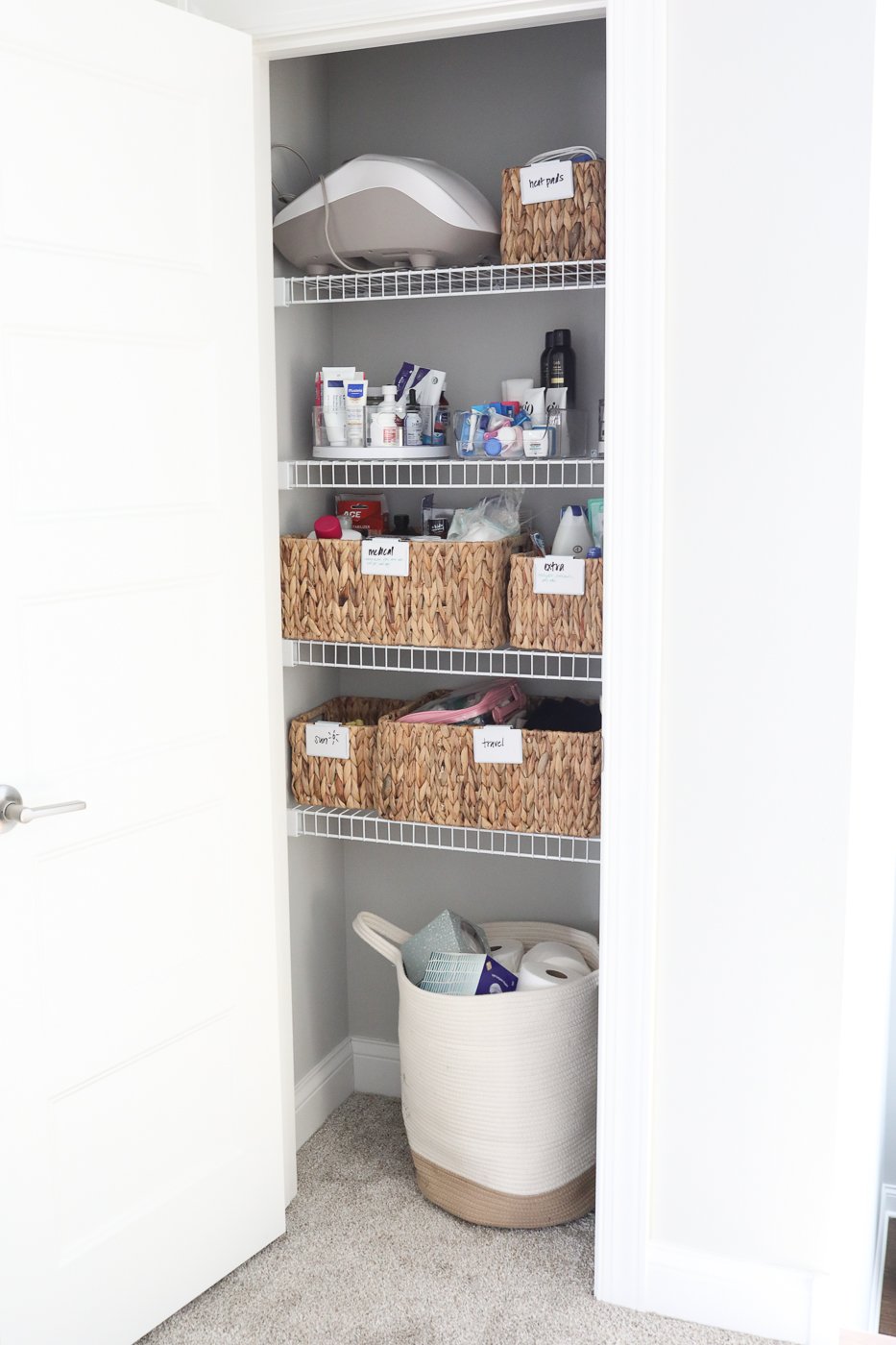 organized linen closet