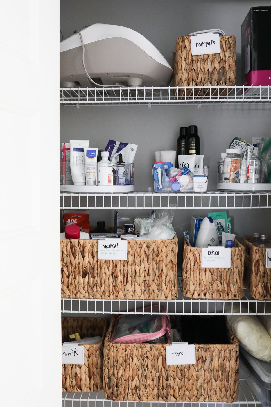 organized linen closet