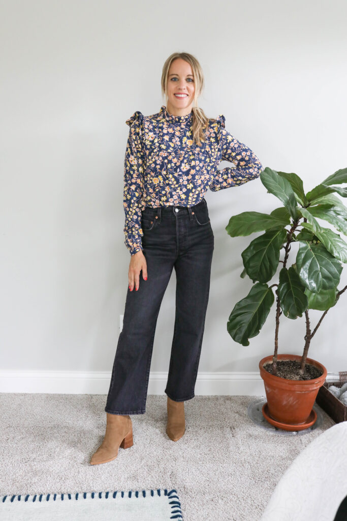 cropped jeans and floral top