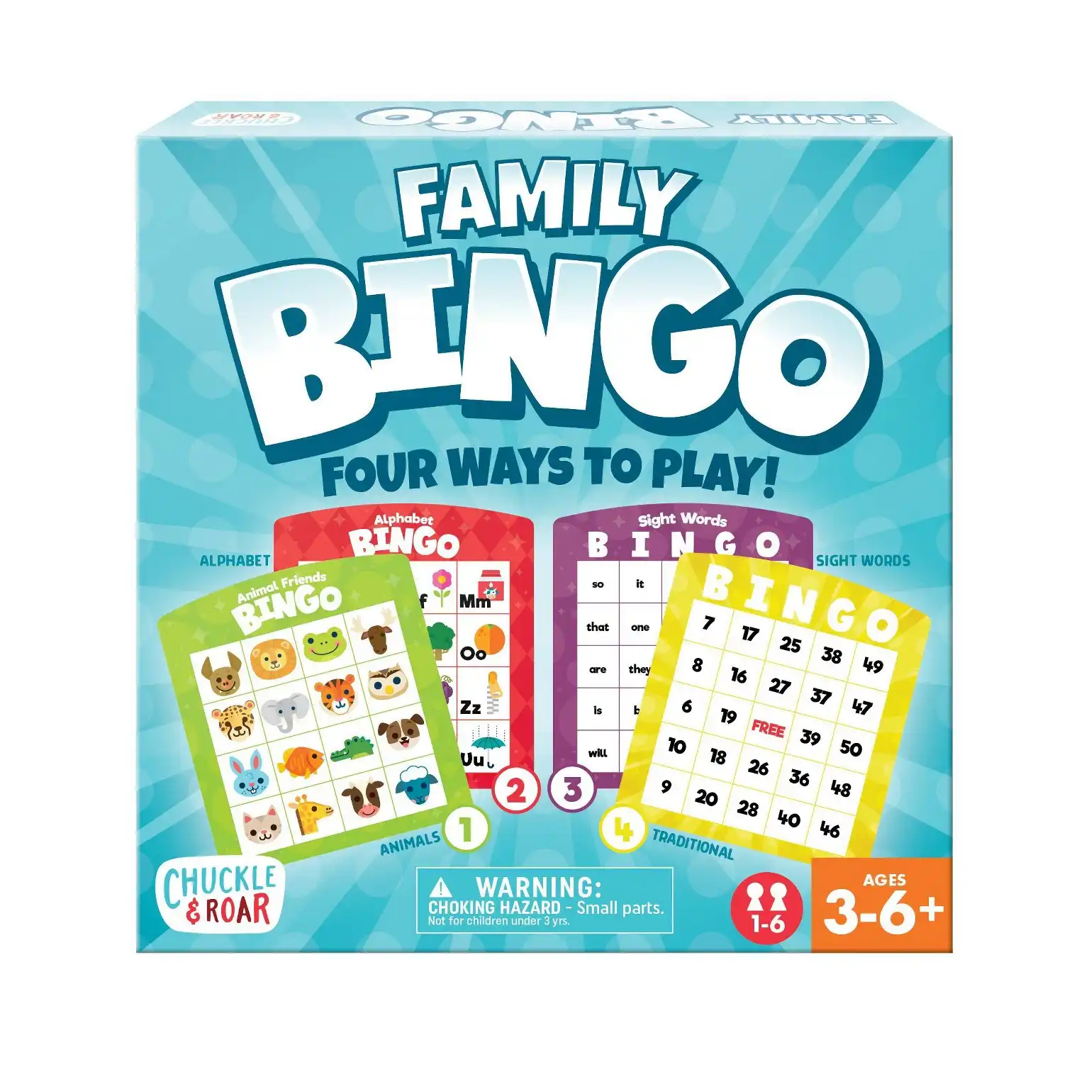 Chuckle & Roar - Family Bingo - Game Night Staple - Counting and Matching Skills for Kids - Classic Game Perfect for preschoolers