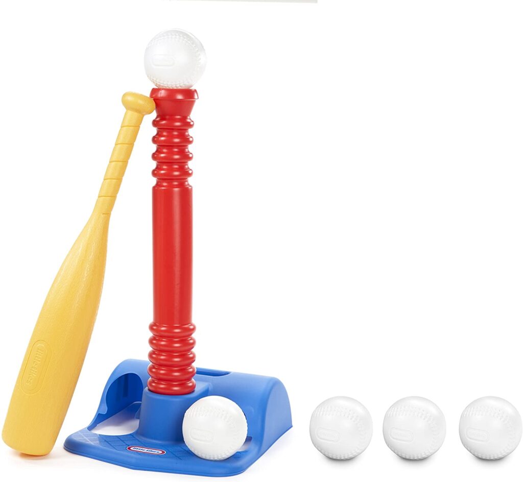 Plastic T-ball set with bat and 4 balls