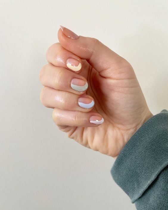 curved color block nails