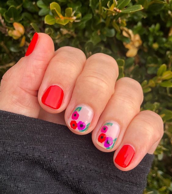 hawaiian flower nail design