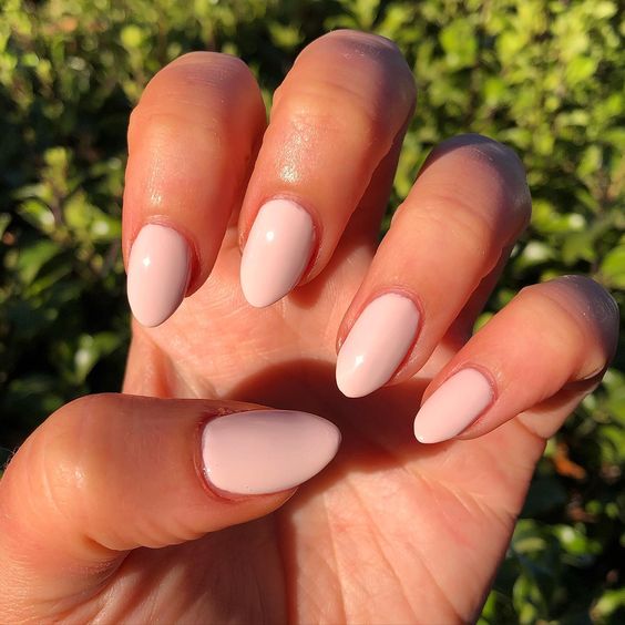 simple pointed nude nail polish