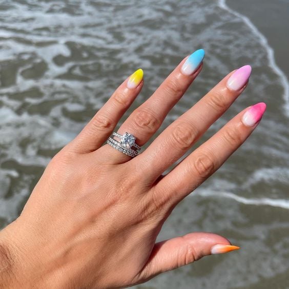 Rainbow french tip nails