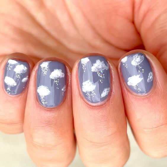 rain cloud nail art