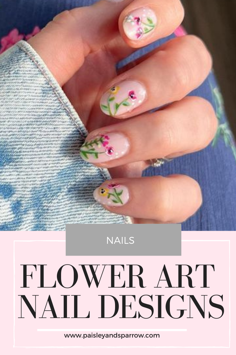 52 Cute Floral Nail Art Designs : Dream Floral Short Nails