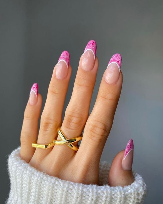 pink french tip nail designs