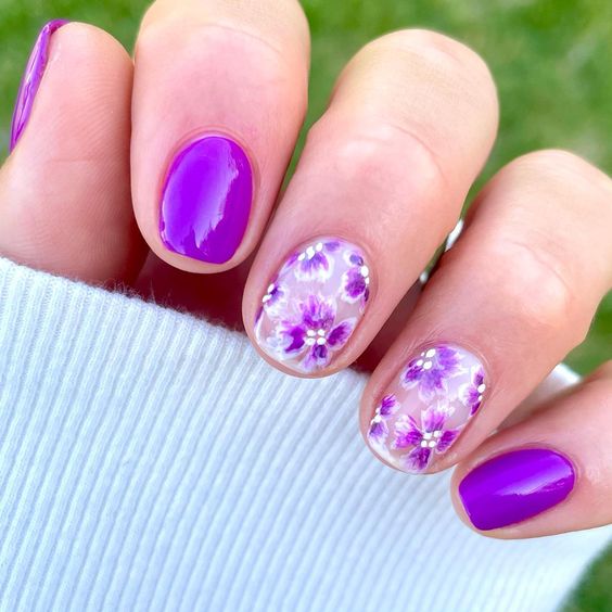 purple watercolor nails