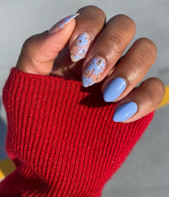 pink and blue nail designs