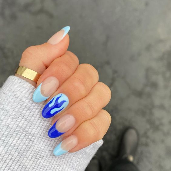 Blue flame manicure