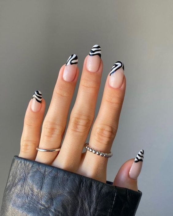 zebra french tips