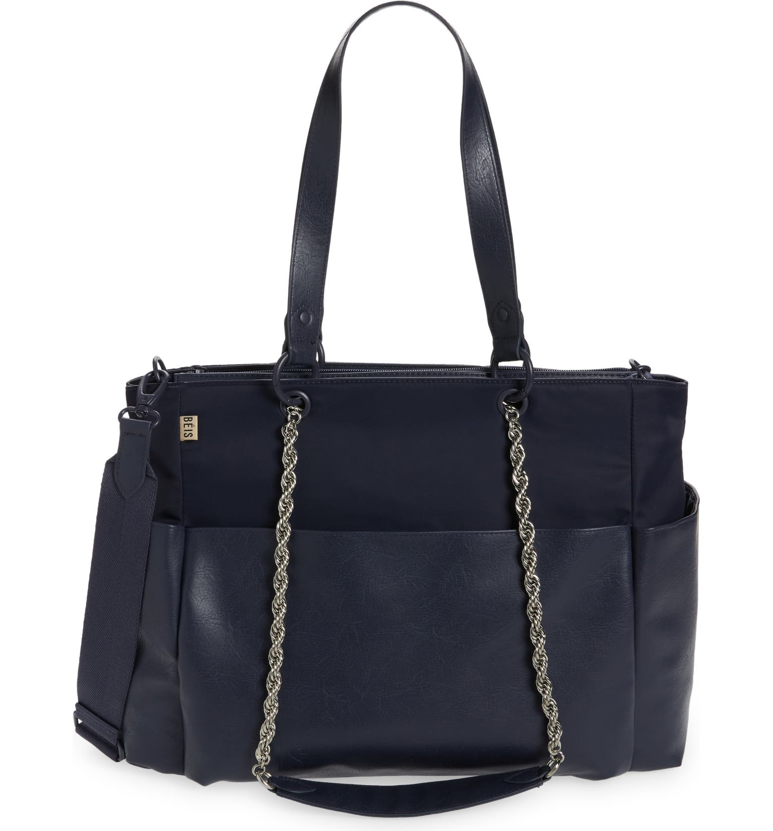 The Diaper Bag – Béis, black with silver chain strap