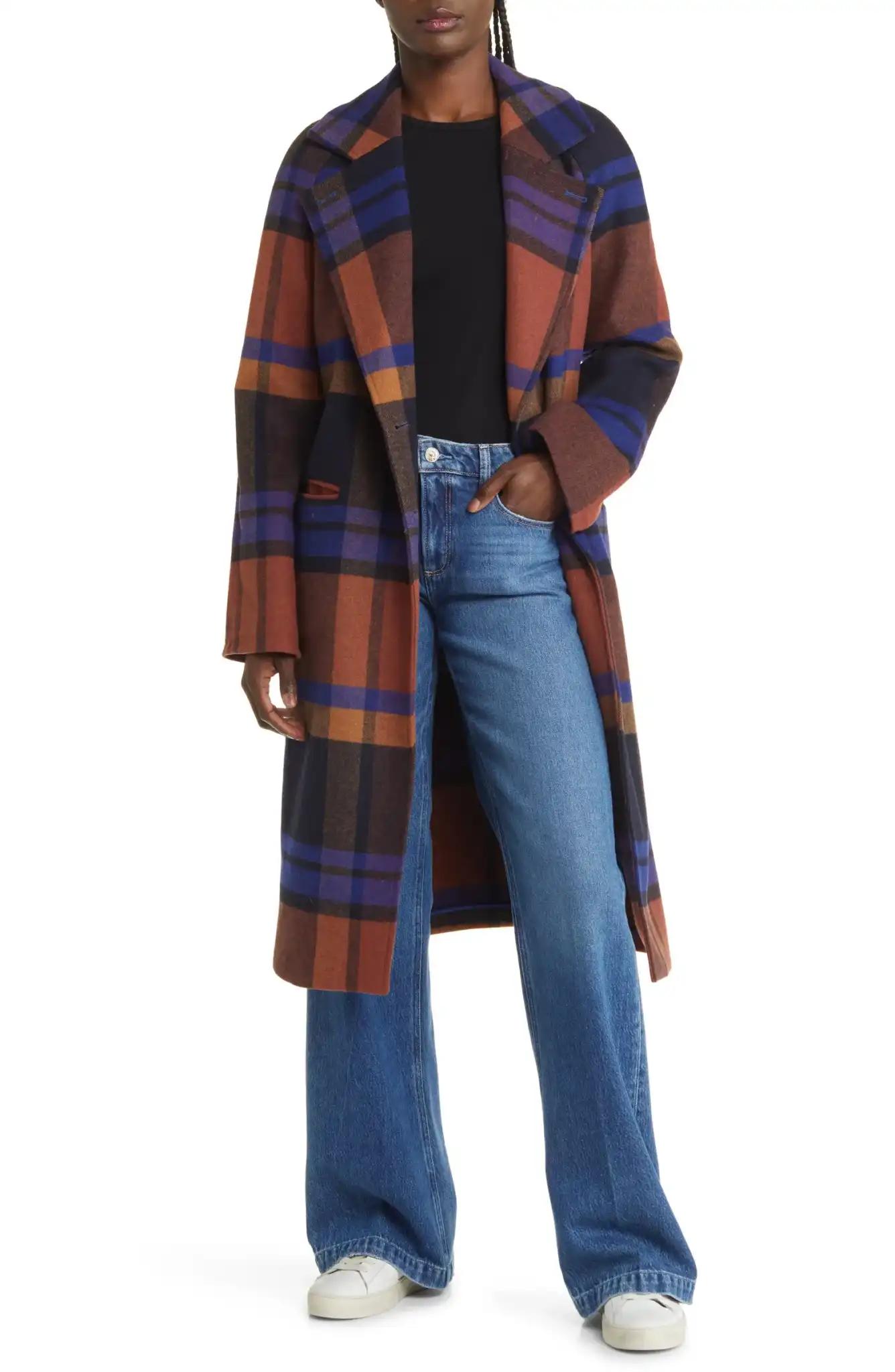 Walker Relaxed Fit Plaid Coat