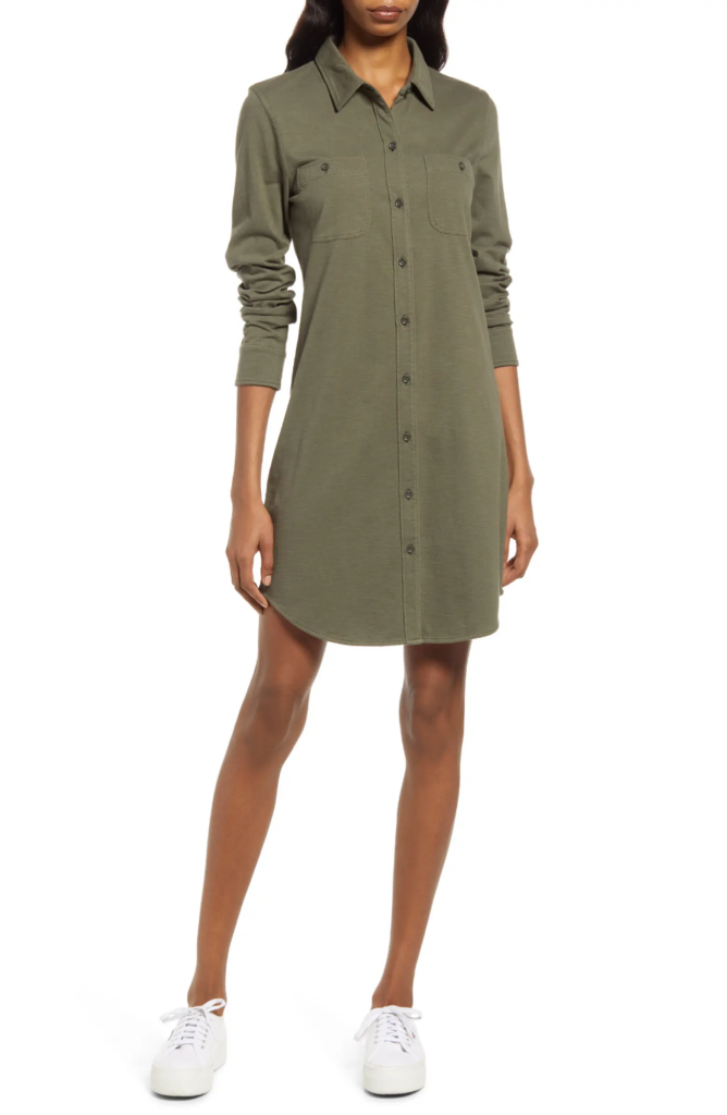 Seasons Knit Long Sleeve Organic Cotton Shirtdress