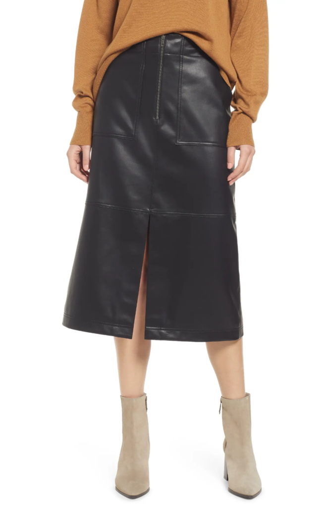Stitch Detail Faux Leather Skirt