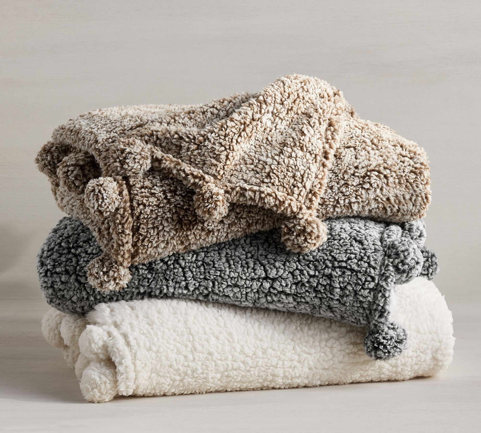 Cozy Pom Pom Sherpa Throws