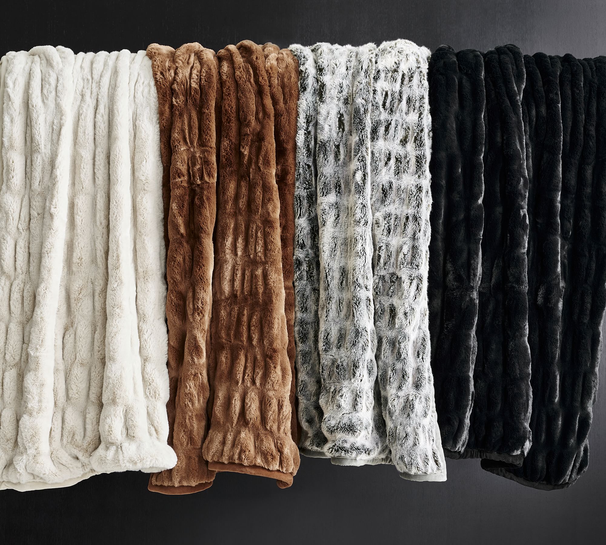 Pottery Barn Faux Fur Ruched Throws