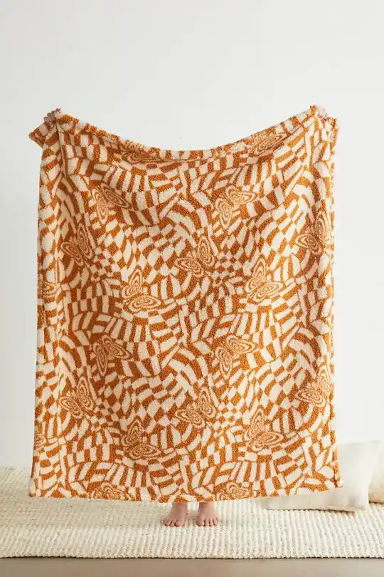 Printed Sherpa Throw Blanket | Urban Outfitters