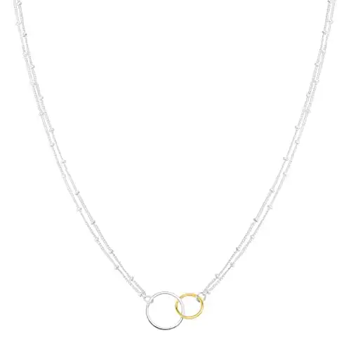 Silpada 'Pagosa' Circle Linking Station Necklace in Sterling Silver and Gold Plating, 16" + 2"