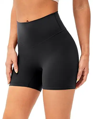 Lavento Women's Naked Feeling Biker Shorts - High Waisted Ultra Soft Workout Yoga Shorts - 5" / 6" Inseam