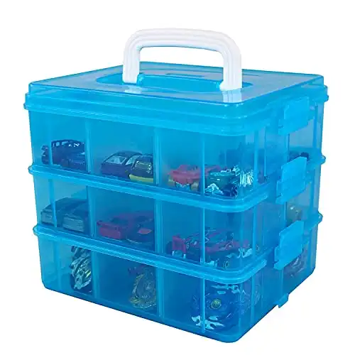 Bins & Things Stackable Toys Organizer Storage Case Compatible with BeyBlade, Hot Wheels, Legos