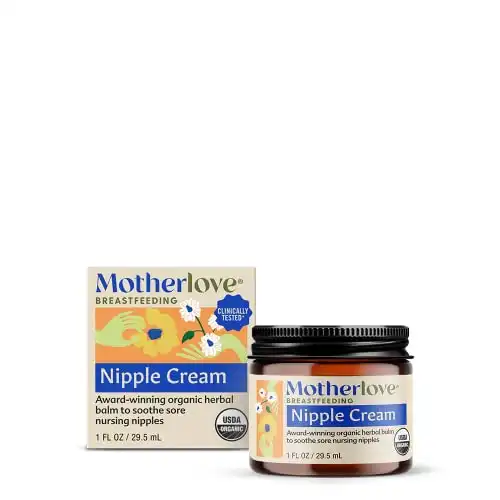 Motherlove Nipple Cream (1 oz) Organic Lanolin-Free Nipple Balm for Breastfeeding—Benefits Nursing & Pumping Moms