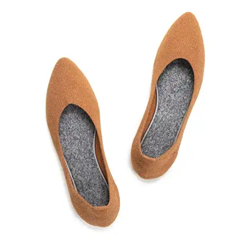 Womens Pointed Toe Flats Knit Dress Shoes Low Wedge Flat Shoes Comfort Slip On Flats Shoes for Woman Classic Softable Shoes