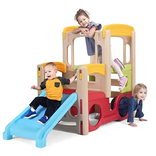 Simplay3 Young Explorers Adventure Climber - Indoor Outdoor Crawl Climb Drive Slide, Year-Round Playset for Children