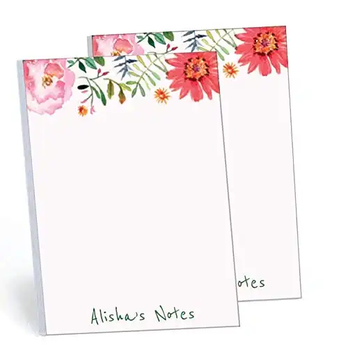 Wildflower Set of 2 Personalized Memo Pads/Notepads, 2 pads