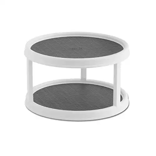 Copco Non-Skid 2 Tier Turntable, 12-Inch, White/Gray