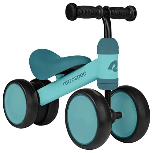 Retrospec Cricket Baby Walker Balance Bike with 4 Wheels for Ages 12-24 months