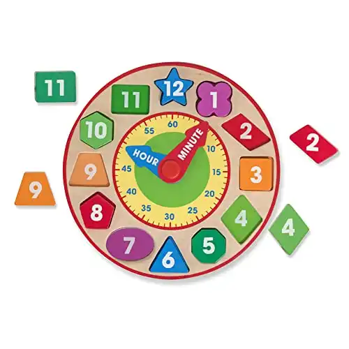 Melissa & Doug Shape Sorting Clock - Wooden Educational Toy