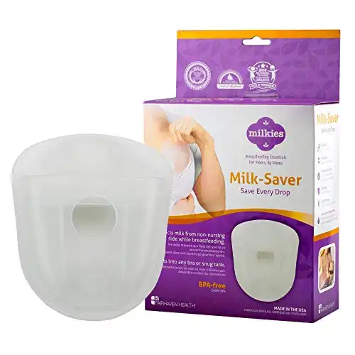Milkies Milk-Saver, Milk Catcher for Breastmilk, Shell to Collect Leaking Breastmilk, Collector Cup for Nursing & Breastfeeding, Saves Up to 2 Ounces of Leaking Liquid Gold, Silicone-Free