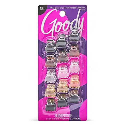 Goody Classics Mini Claw Clips - 15-Pack, Assorted Colors - Great for Easily Pulling Up Your Hair - Pain-Free Hair Accessories for Women, Men, Boys and Girls