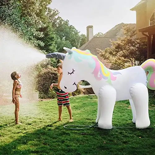 Float Joy Giant Inflatable Unicorn Sprinkler Unicorn Water Toys for Summer Yard and Outdoor Play Kids and Adults Summer Party Favorite