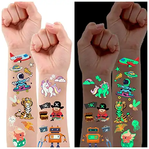 PARTYWIND Luminous Temporary Tattoos for Kids