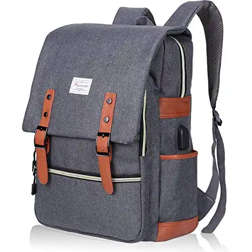 Modoker Vintage Laptop Backpack for Women Men,School College Backpack with USB Charging Port Fashion Backpack Fits 15.6Inch Notebook