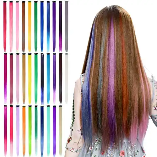 32 Piece Colored Clip in Hair Extensions