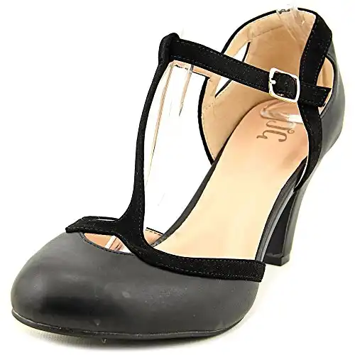 Journee Collection Womens T-Strap Round Toe Mary Jane Pumps Black, 6 Regular US