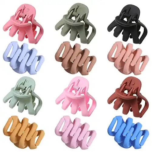 12 Pcs Small Octopus Hair Clips for Women Hair Claw Clips 1.57 Inches No Slip Jaw Clip for Thin Thick Hair Strong Hold Hair Clamps (Matte Multicolor)