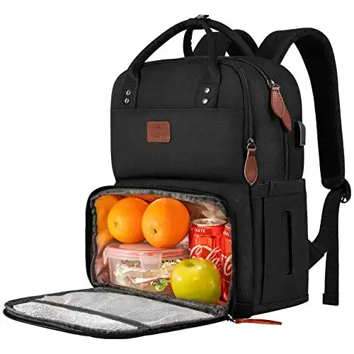 Lunch Backpack for Women, Insulated Cooler Backpacks with USB Port, 15.6 inch Laptop Bookbag