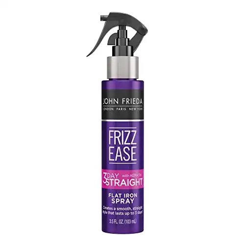 John Frieda Frizz Ease 3-day Flat Iron Spray, Keratin Infused Straightening Spray, Anti Frizz Heat Protectant for Curly Hair, 3.5 Ounce