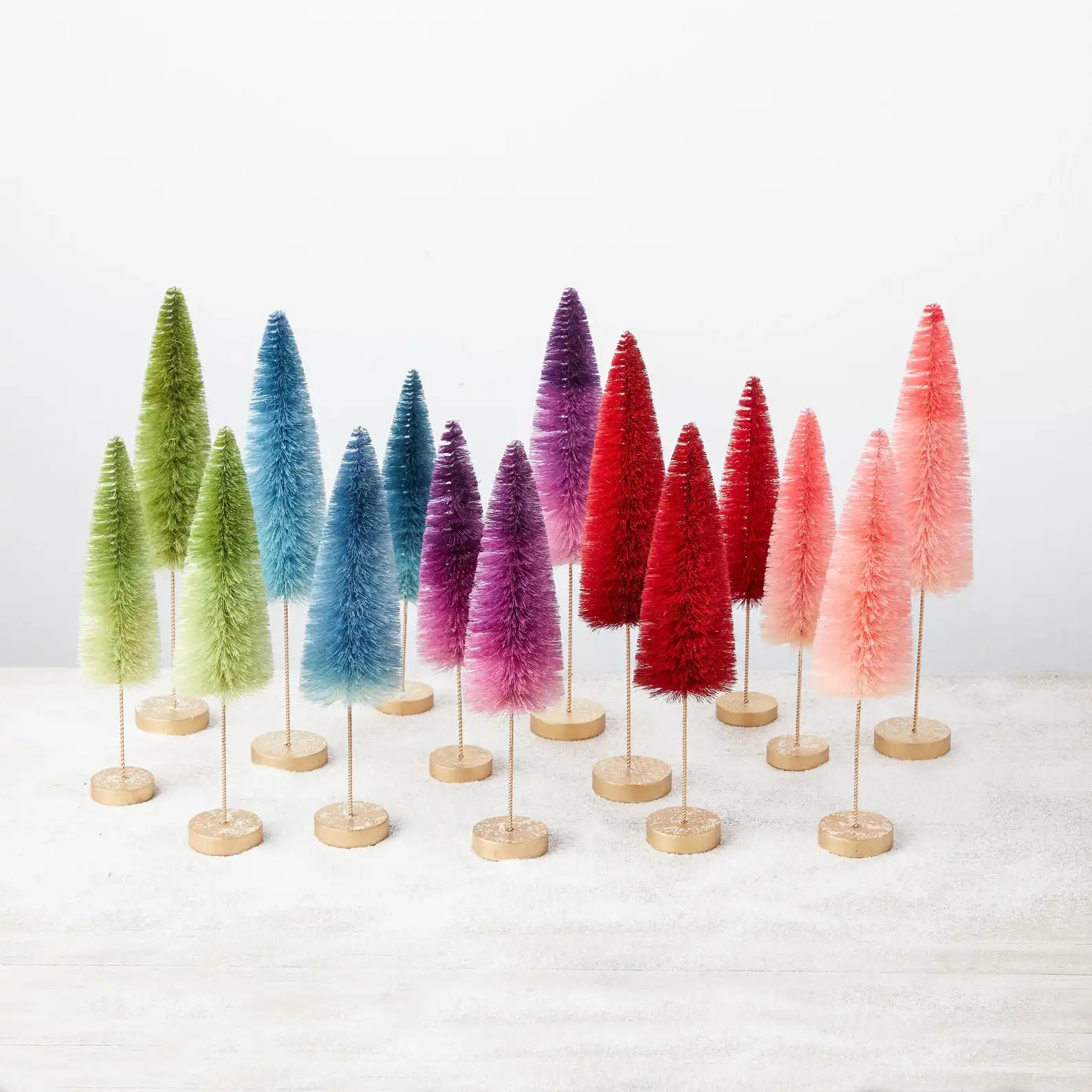 Bottle Brush Trees Rainbow Set of 5 Colors Hand-dyed Trees