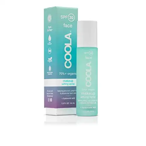 COOLA Organic Makeup Setting Spray with SPF 30, Hydrating Makeup Protection & Sunscreen made with Cucumber & Aloe Vera, Dermatologist Tested, Alcohol Free
