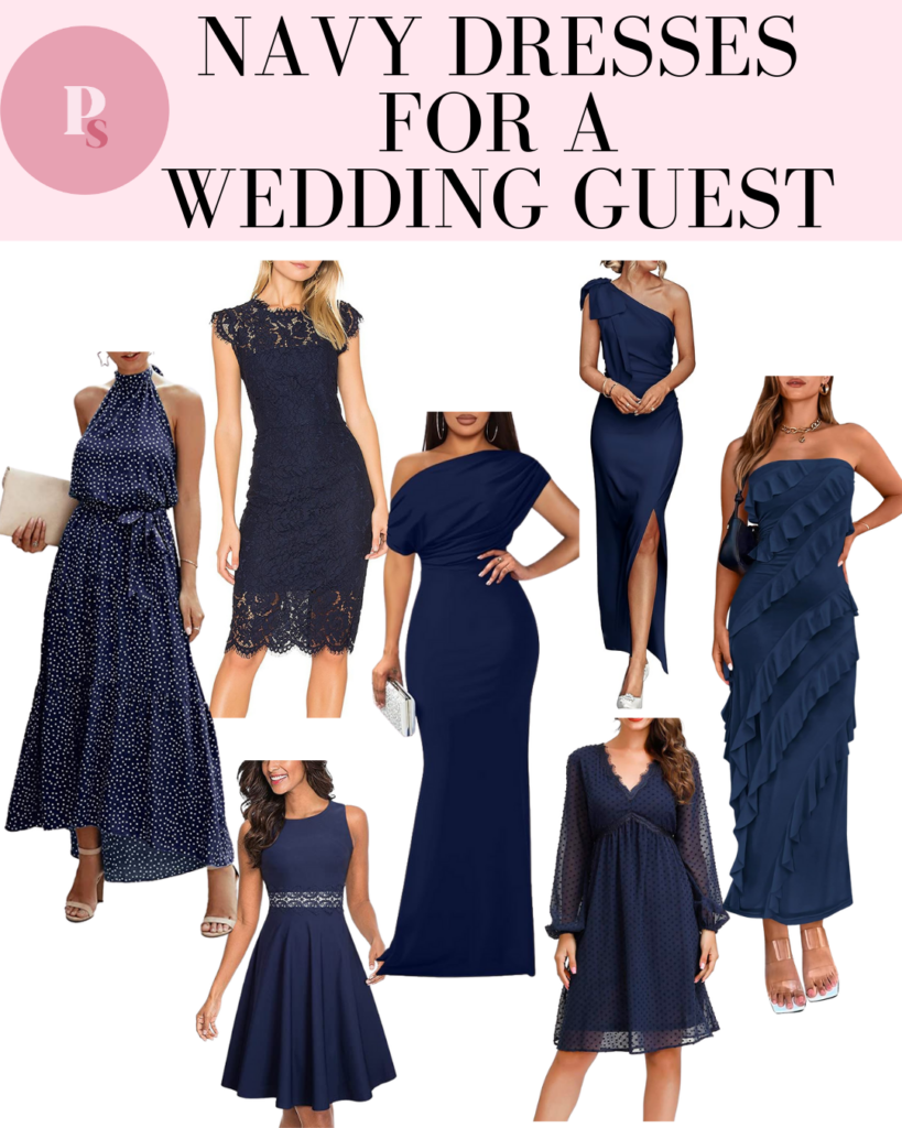 NAVY DRESSES TO WEAR as a WEDDING guest