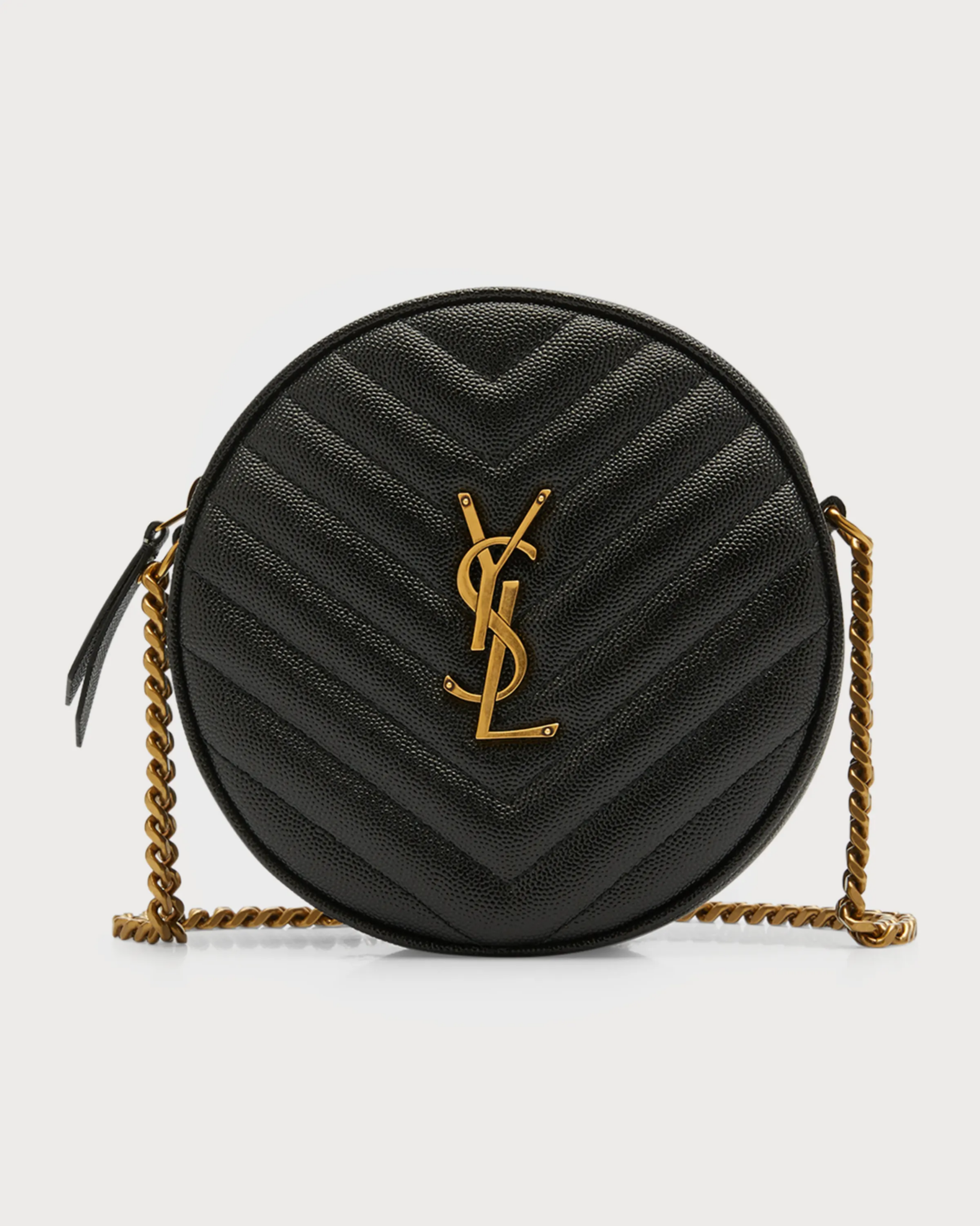 Vinyle YSL Round Quilted Grain de Poudre Crossbody Bag