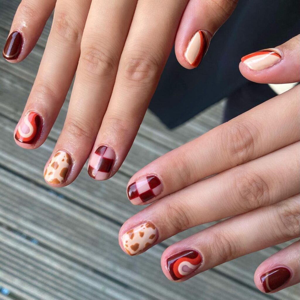 autumn mix and match nails