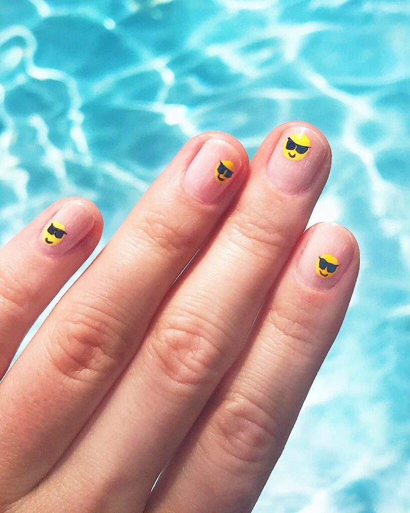 summer fridays smile face with sunglasses nail art